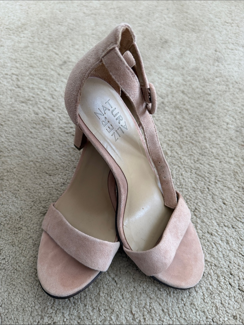 Naturalizer Dusty Pink Suede Ankle Strap Heels